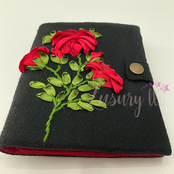 Red Rose Embroidery Passport Wallet & Silk Mask, Wedding Gift,Versatile Washable - Picture 3 of 15